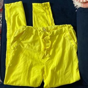 Bright Yellow Track Pants with Pockets, Cotton Sz XS